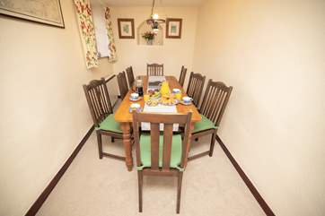 The dining-area offers seating for eight should you have family in the area.