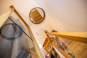 From the front door the staircase leads you up to the open plan kitchen/diner and separate sitting-room.