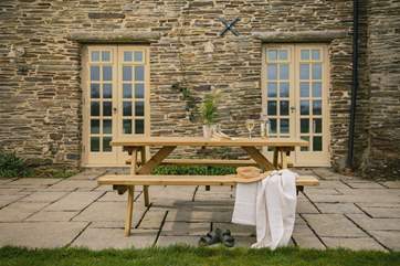 The terrace is the perfect spot for a pre dinner glass of wine.