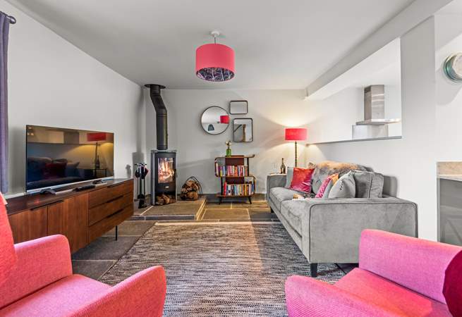 The cosy living area is the perfect zone to unwind and snuggle up.