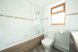 with a modern en suite Jack and Jill bathroom.