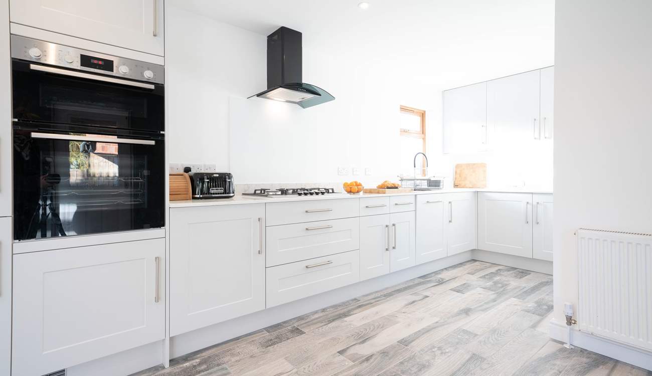 There's a modern kitchen to prepare your holiday meals.