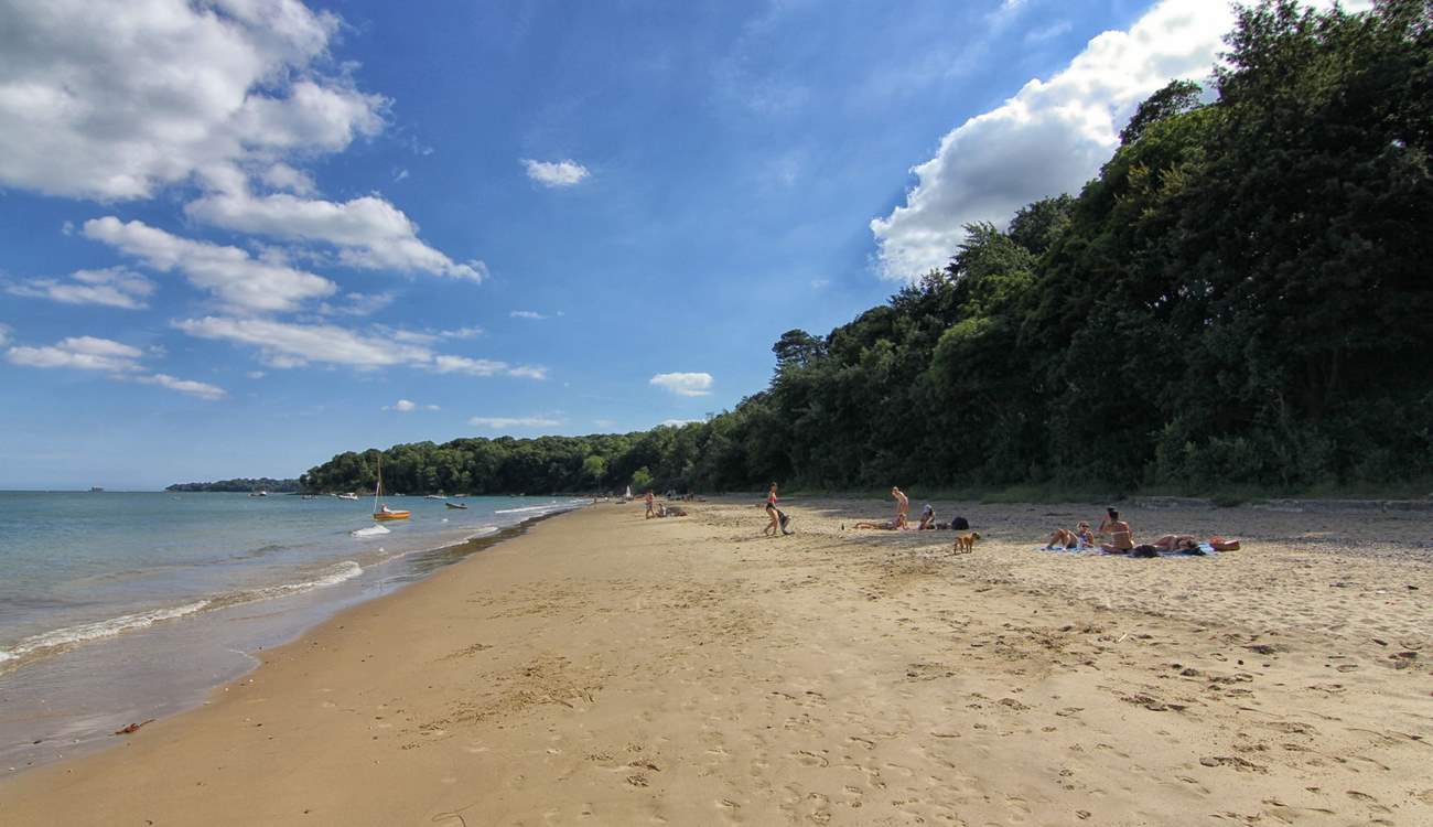 Priory Bay is the next bay from Seagrove Bay. Priory is a tree-lined bay, the woods are owned by the National Trust.