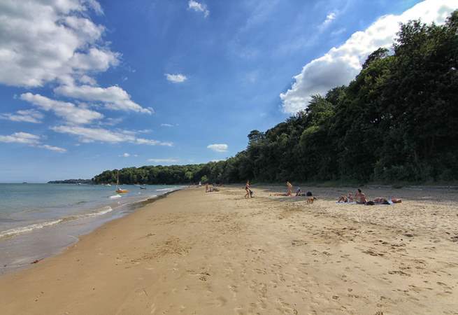 Priory Bay is the next bay from Seagrove Bay. Priory is a tree-lined bay, the woods are owned by the National Trust.