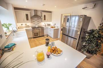 The beautifully fitted kitchen offers a 'wow' factor to the barn.