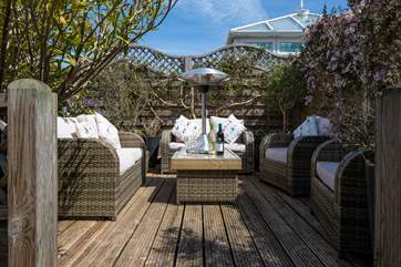 Fabulous sun-trap for enjoying a glass of something tasty.