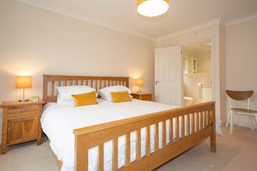 The lovely main bedroom on the first floor with en suite shower-room.