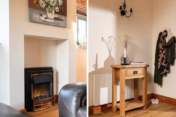 The fire offers a warm glow after a walk down to the river and back.