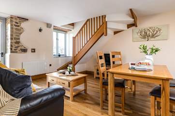 The barn has exposed stone in places that add to the charm and feel of this cosy property.