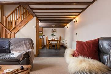 The lower level is open plan, offering a lovely sociable area to the barn.