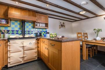 This wonderful Heritage range cooker makes for a warm and welcoming kitchen-area.