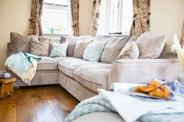 Sink into the comfy corner sofa.