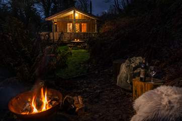 Gather around the fire-pit on a starry night.