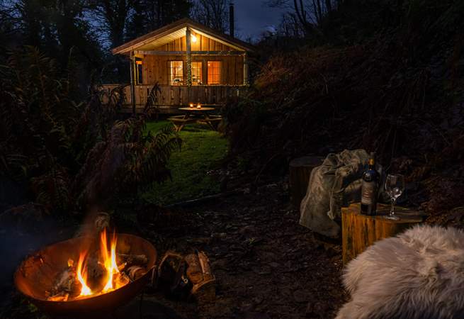 Gather around the fire-pit on a starry night.
