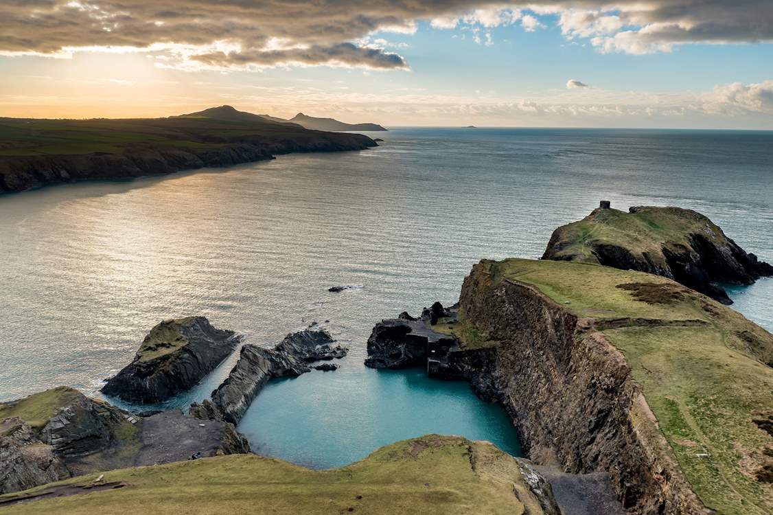Embrace a spot of wild swimming at the iconic Blue Lagoon! Warm up at the nearby historic Sloop Inn at Porthgain or try the best fish and chips at The Shed.