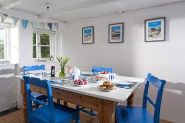Get together around this large kitchen table.