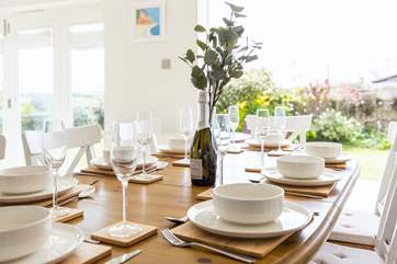 Set the table for a celebratory dinner.