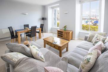 Relax on the comfy sofa with a chilled glass of wine.