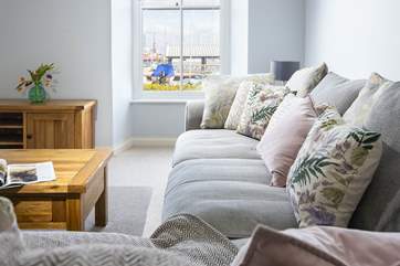 Sit down and look out to the water and working docks which creates an ever-changing view.