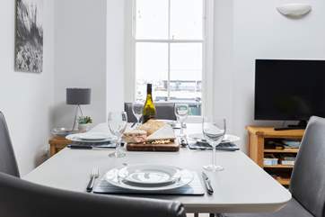 This dining-table is the perfect spot for a formal meal together.