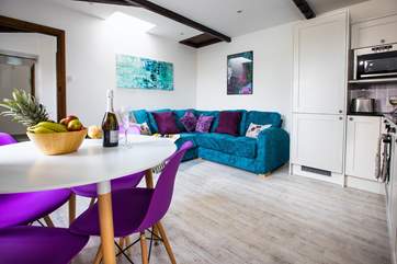 The comfy corner sofa, ideal for relaxing on after a day exploring.