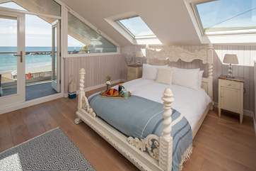 Bedroom three has fabulous sea views.