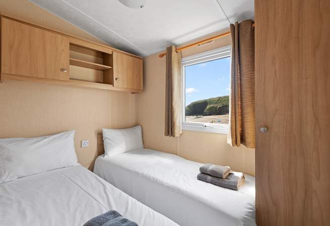 Twin room in the Beach Hut Caravan. 