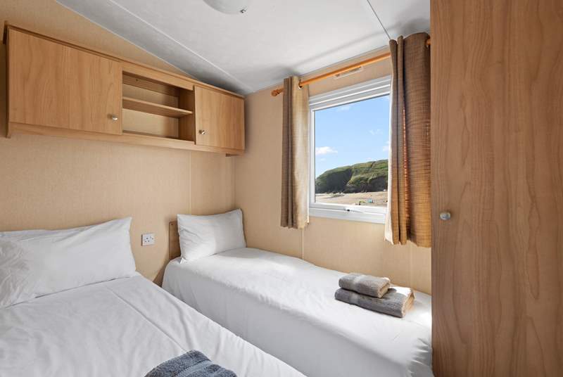 Twin room in the Beach Hut Caravan. 