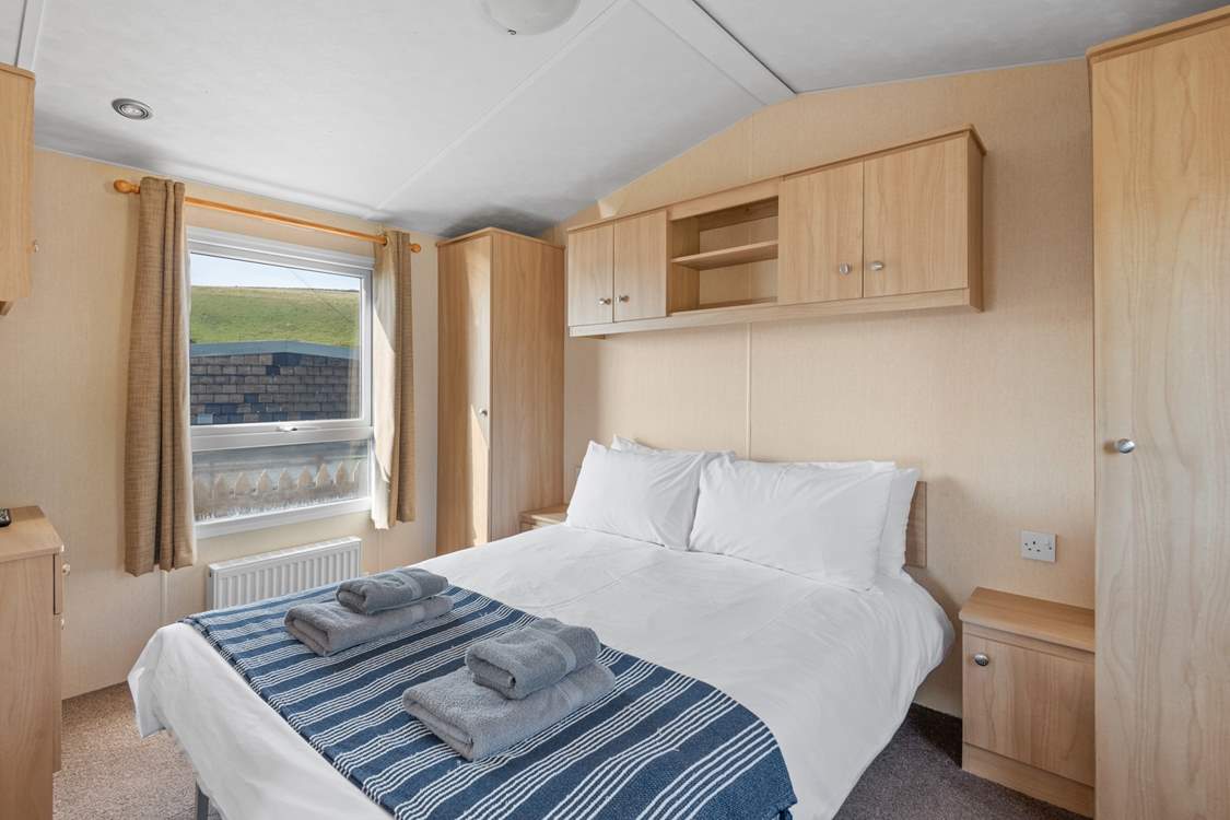 Bedroom one in the Beach Hut Caravan.