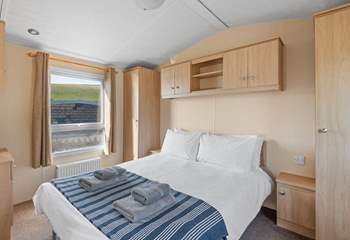 Bedroom one in the Beach Hut Caravan.