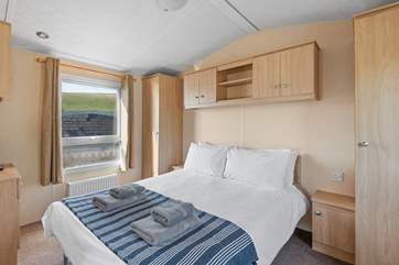 Bedroom one in the Beach Hut Caravan.