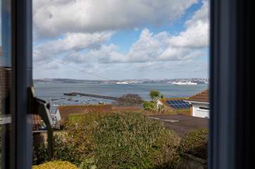 Bedroom 1 has fabulous views out over the sea.