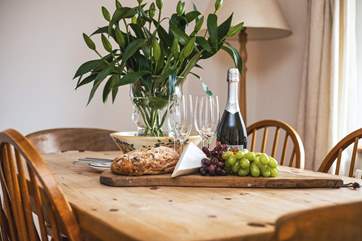 The farmhouse table is the perfect place to gather and plan a day out and about.