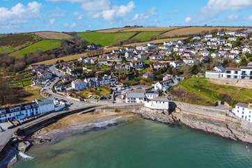 A bird's eye view of how close St Porth is to the beach.