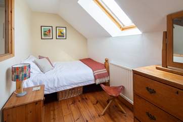 Bedroom 3 is perfect for one, with this slightly smaller double bed (width is standard double, it is the length which is slightly shorter than standard).