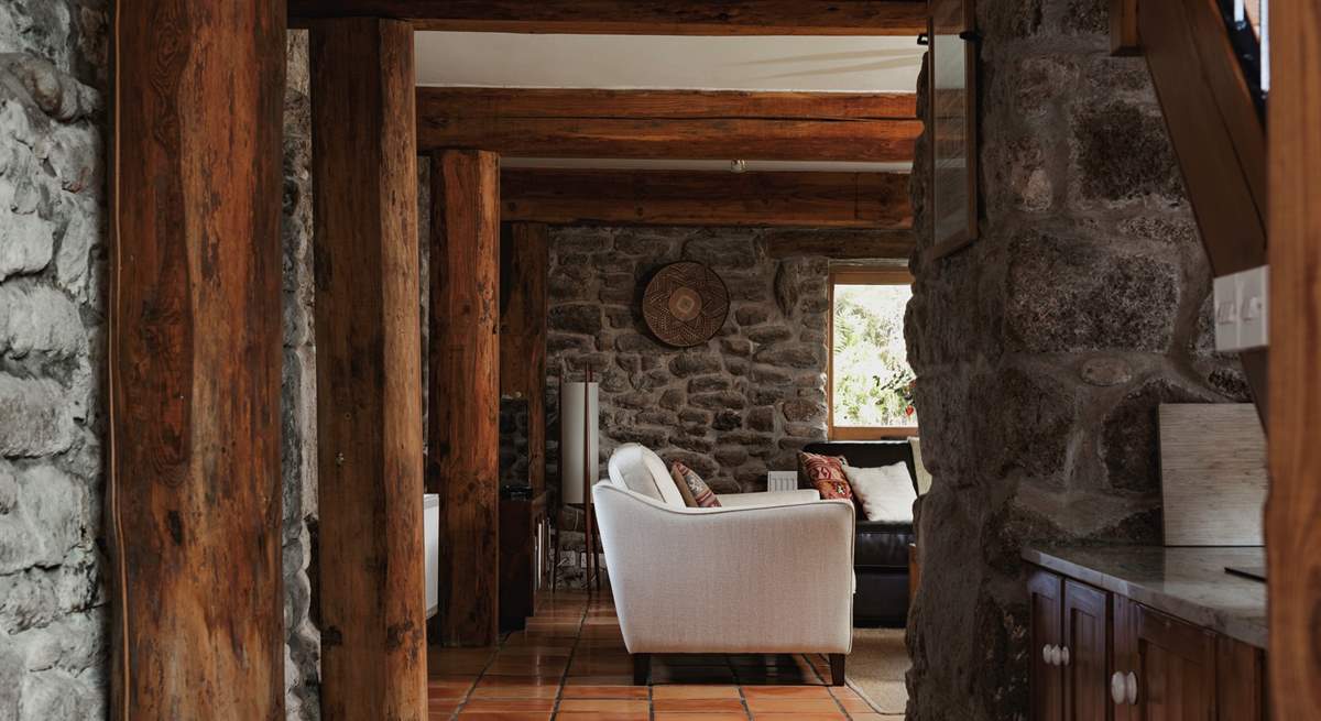 Stepping into the living area from the kitchen.