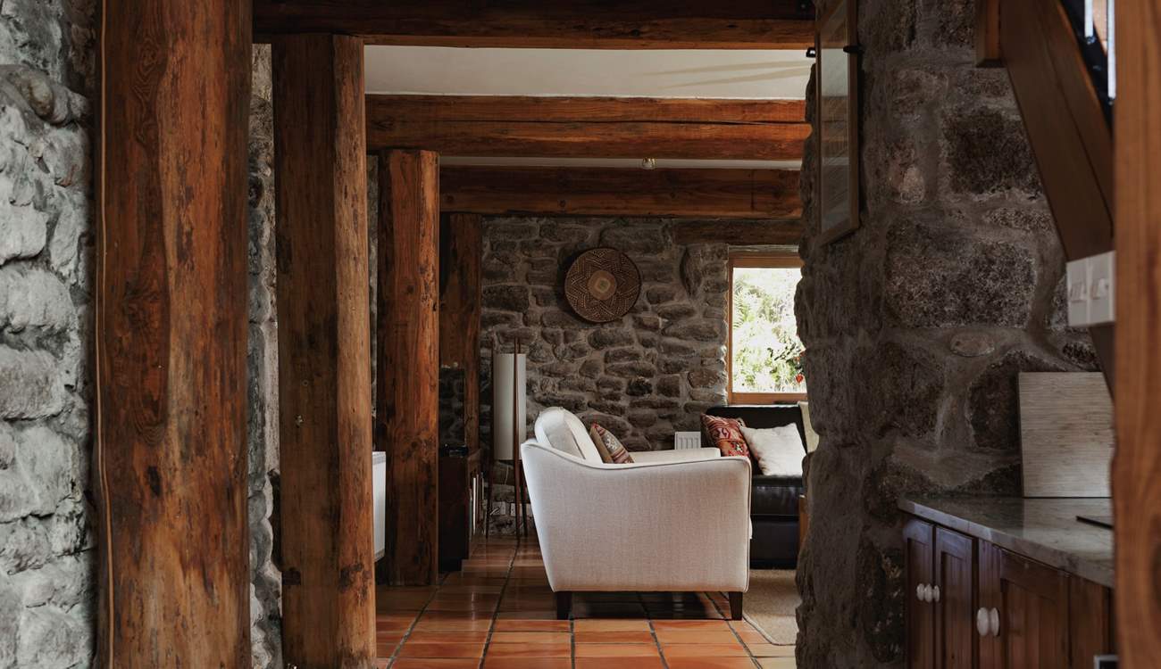 Stepping into the living area from the kitchen.