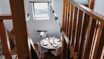 Looking down to the dining space.