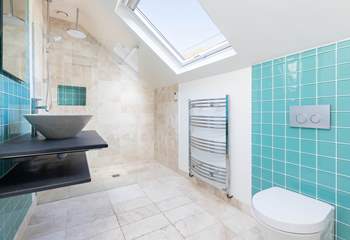 The glorious family shower-room is just the ticket for washing the day's sand and sun cream away.