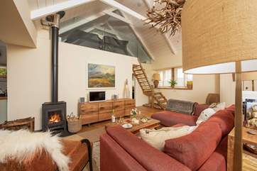 Whilst most of Roughtor Barn is on the ground floor a paddle staircase leads up to the snug.