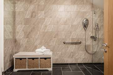 The downstairs wet-room, leading off from the gym area.