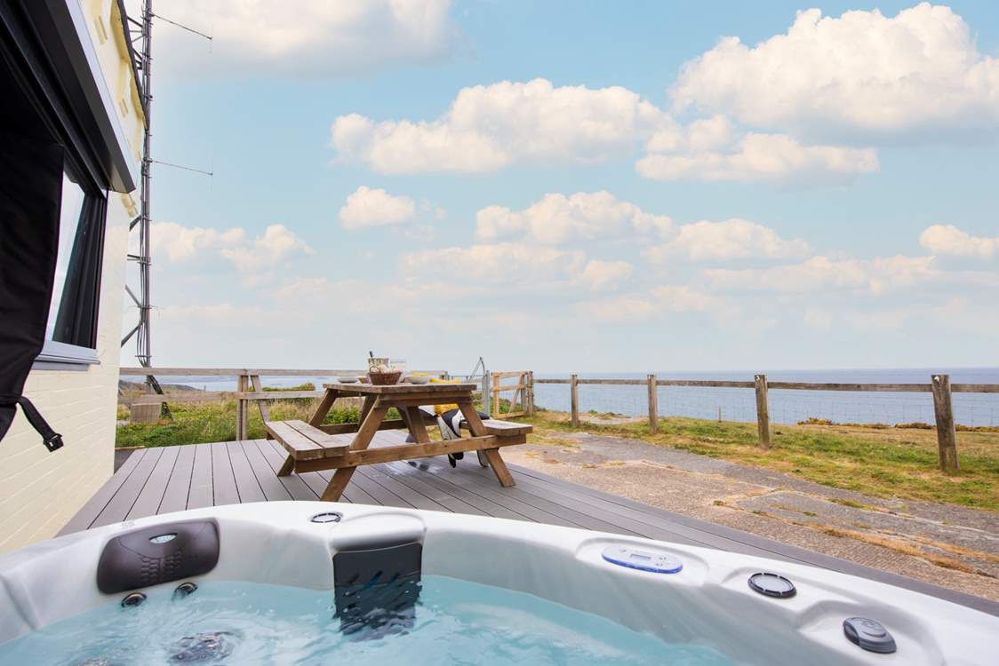 Treat yourself to relaxing soak in the hot tub.