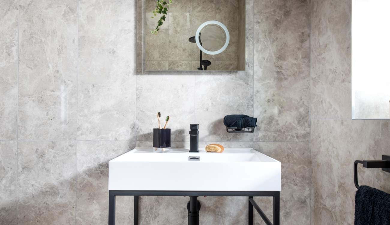 The wet-room design has been inspired by the cliffs, Cornish slate and rich tin seams along the coastline.