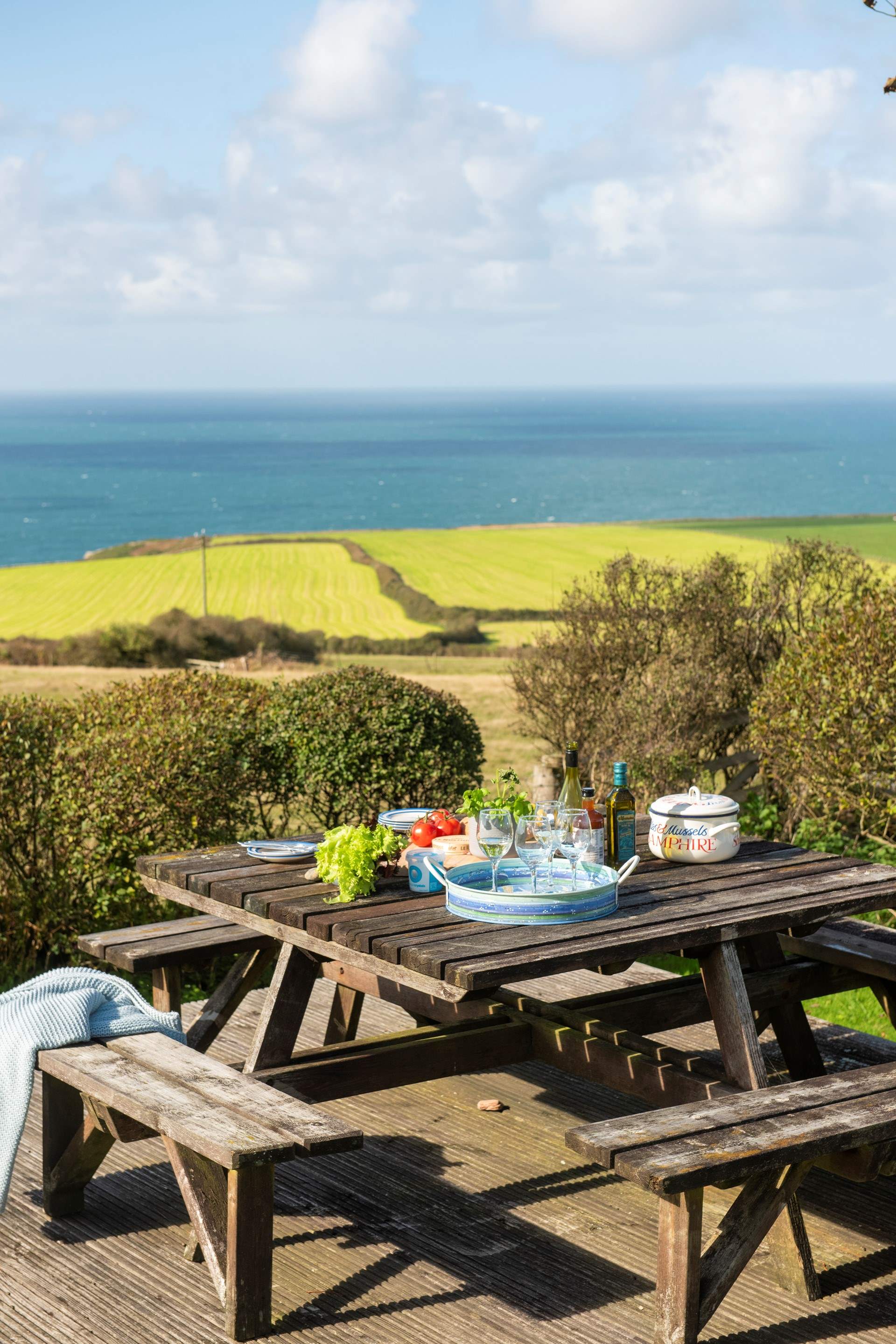 At the end of the day watch the sunset as you enjoy meals on the higher decking area just outside the kitchen.