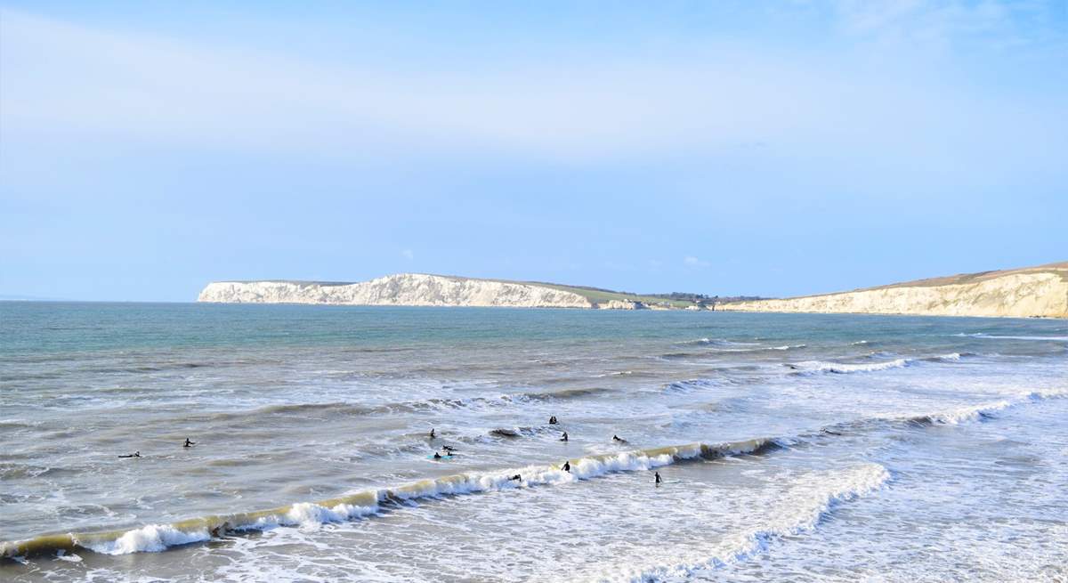 Compton Bay is well known for its surfing waves.