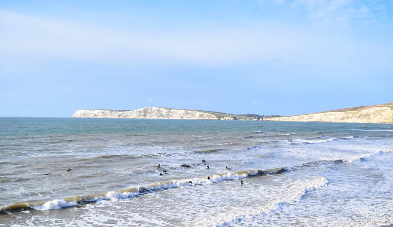 Compton Bay is well known for its surfing waves.