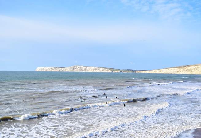 Compton Bay is well known for its surfing waves.