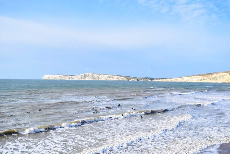 Compton Bay is well known for its surfing waves.