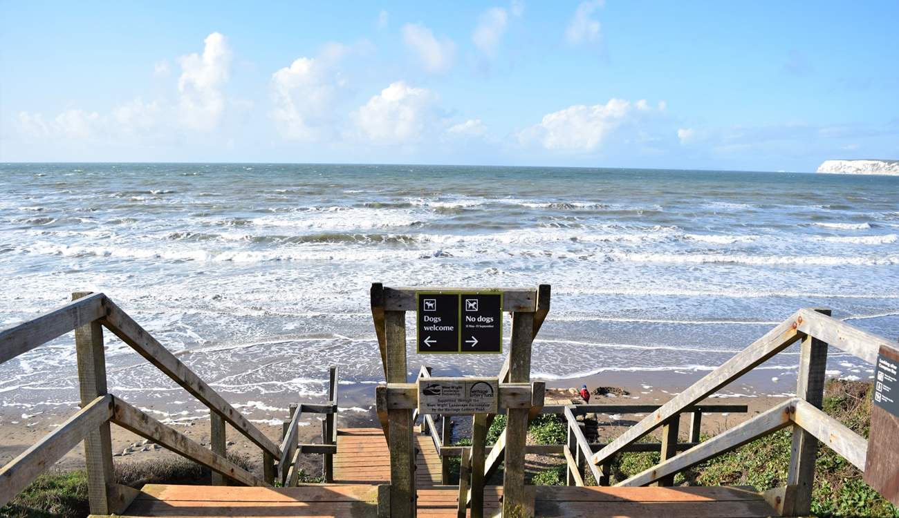 Spend a day on the beach at Compton Bay, a dog-friendly beach on one side only.