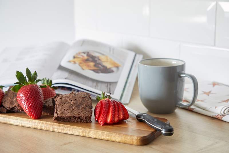 Brownies and strawberries, a perfect pair.